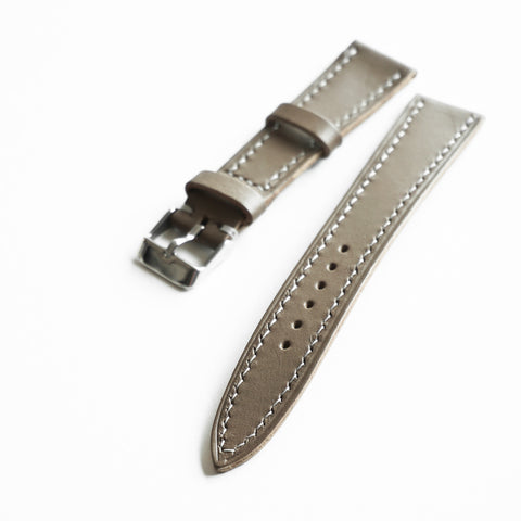 Hand-stitched Buttero leather watch strap handmade by Obbi Good Label using traditional saddle stitching techniques