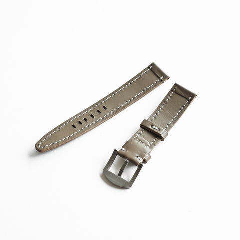 Hand-stitched Buttero leather watch strap handmade by Obbi Good Label using traditional saddle stitching techniques