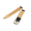 Hand saddle stitched Horween Shell Cordovan watch strap showing underside traditional leather craftsmanship