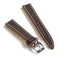 Stainless steel buckle fitted to hand-stitched Horween Shell Cordovan watch strap