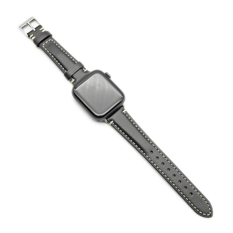 Japanese Shinki Hikaku shell cordovan Apple Watch strap handmade by Obbi Good Label for Apple Watch and Apple Watch Ultra, showing straps installed on Apple Watches