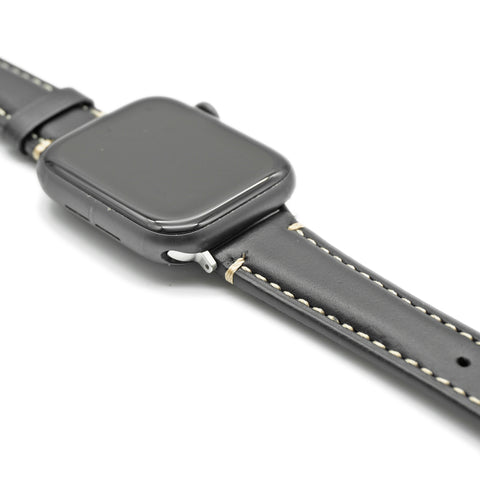 Japanese Shinki Hikaku shell cordovan Apple Watch strap handmade by Obbi Good Label for Apple Watch and Apple Watch Ultra, showing straps installed on Apple Watches