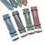 Japanese Shinki Hikaku shell cordovan watch straps by Obbi Good Label available in black, cognac, emerald green and navy blue showing buckle details