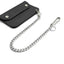 OGL Type 3 silver-plated Cuban wallet chain attached to a black leather long wallet.