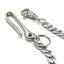Close-up of polished silver-plated wallet chain with traditional belt hook and swivel trigger clasp.