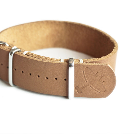 OGL Squadron Straps Blenheim NATO Strap in Sahara vegetable-tanned leather with heritage military-inspired styling