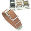 OGL WTC Utility Canvas Strap in cotton duck canvas showing brown option with brushed metal hardware close-up for mechanical watches and everyday wear