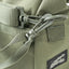 Showing hardware of OriGinaLe Origo Roll-Top Hobo Bag in olive abrasion-resistant technical canvas