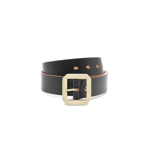 OGL Belt Single-Prong Garrison Leather Belt Hand-Dyed Black