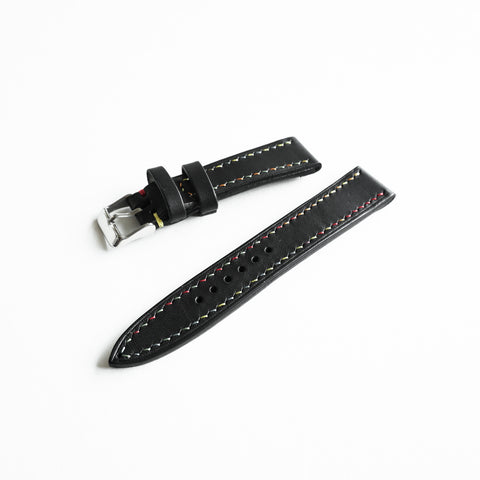 OGL WTC HANDSTITCH BUTTERO WATCH STRAP BLACK COL VTG 20-16MM