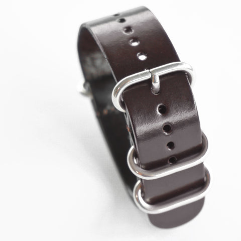 OGL WTC HANDSTITCH LEATHER ZULU WATCH STRAP BROWN