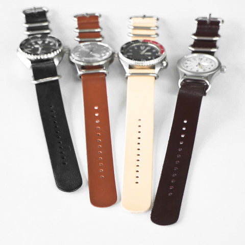 OGL WTC HANDSTITCH LEATHER ZULU WATCH STRAP BROWN
