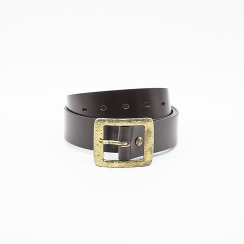 OGL BELT HAND-HAMMERED BRASS LEATHER BELT FULL-DYED BROWN