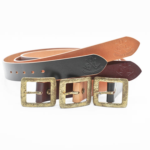 OGL BELT HAND-HAMMERED BRASS LEATHER BELT HAND-DYED BLACK